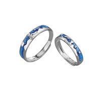 QIAMNI Argento 925 piccolo principe e volpe coppia anello personalità moda regolabile anelli cartone animato anello gioielli per lui e per lei, Argento