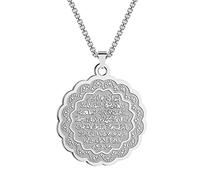QIAMNI Collana in argento oro Ayat Al Kursi per le donne uomini in acciaio inox islamico pendente araba collana fascino gioielli, Acciaio inossidabile