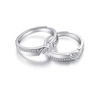 QIAMNI Coppia di anelli d'amore infiniti in argento 925 semplice promessa di fidanzamento regolabile anello nuziale anello regalo