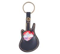 QIAMNI Custodia a clip per plettro per chitarra, in pelle PU, accessorio per chitarra, portachiavi con 5 plettri (colori casuali) (nero)