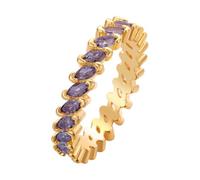 QIAMNI Delicato anello Eternity con zircone marquise per lo stile quotidiano per le donne, Ottone, Zircone