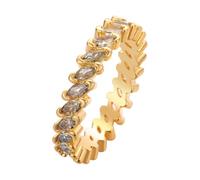 QIAMNI Delicato anello Eternity con zircone marquise per lo stile quotidiano per le donne, Ottone, Zircone