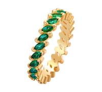QIAMNI Delicato anello Eternity con zircone marquise per lo stile quotidiano per le donne, Ottone, Zircone