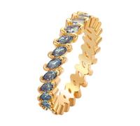 QIAMNI Delicato anello Eternity con zircone marquise per lo stile quotidiano per le donne, Ottone, Zircone