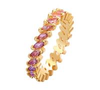 QIAMNI Delicato anello Eternity con zircone marquise per lo stile quotidiano per le donne, Ottone, Zircone