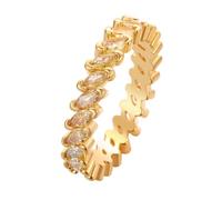 QIAMNI Delicato anello Eternity con zircone marquise per lo stile quotidiano per le donne, Ottone, Zircone