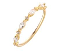 QIAMNI Delicato anello in oro con zirconi taglio misto per Daily Chic
