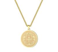 QIAMNI Medusa - Collana con ciondolo in acciaio inox color argento e oro, per donne, uomini, ragazze, clavicola, mitologia greca, regalo pagano, Acciaio inossidabile