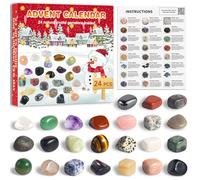 QIAMO Calendario Avvento 2024, Pietre Gemme per Bambini, 24 Giorni Cristalli Calendario dell'Avvento Natale Conto alla Rovescia Sorprese, Regalo per Ragazzi Ragazze