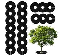 QIANAI Anello di Pacciame, 20Pezzi Panno per Diserbo Giardinaggio, Tappetino Proteggi Albero da 16.5/9.8 Pollici, Tappetino Protettivo per Lotta Contro Le Erbe Cattive, Protezione delle Radici (25)
