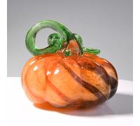 QIANCHANG Figurina di zucca in vetro soffiato a mano, grande zucca di cristallo marrone di Halloween, zucche del Ringraziamento decorazioni autunnali per la casa centrotavola