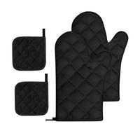 QIANCSJ Set di 4 Guanti da Forno in Cotone Antiscivolo, Resistenti al Calore per Cucinare e Grigliare