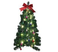 Qianderer Albero di Natale artificiale da parete con stringa LED e vano batteria, decorazione da parete per Natale, casa, ufficio, appartamento, feste (verde, 70 x 34 cm)