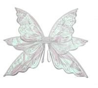 Qianderer Ali di fata, ali di farfalla, ali da fata, per adulti, donne, bambini, ragazze, ali di farfalla, per Halloween, Natale, cosplay, feste a tema (argento bronzato, 60 x 50 cm)