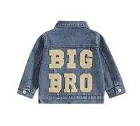 Qianderer Bambino Bambino Ragazze Giacca di Jeans Big Lil Sis/Bro Set di Corrispondenza Bambini Basic Button Down Giacche di Jeans Cappotto Primavera Autunno Outwear, Big Bro Blu, 3-4 Years