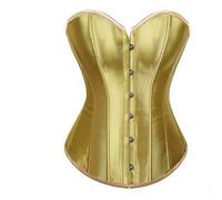 Qianderer Bustino da donna con scollatura a cuore, con lacci, push-up, body modellante, Ba Oro, S
