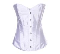 Qianderer Bustino da donna con scollatura a cuore, con lacci, push-up, body modellante, Bianco Sib, M