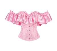Qianderer Corsetto da donna con lacci e ossatura, bustino lingerie bodyshaper top vita trainer costume top, Cb Rosa, S