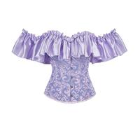 Qianderer Corsetto da donna con lacci e ossatura, bustino lingerie bodyshaper top vita trainer costume top, Cb Viola, S