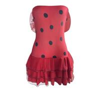Qianderer Costume da coccinella da donna, 3 pezzi, per Halloween, con ali da scarabeo, per giochi di ruolo, vestito con fascia (rosso, S)