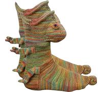 Qianderer Divertenti calzini da donna a forma di coccodrillo calzini da pavimento natalizi creativi in maglia 3D calzini a forma di squalo calzini invernali a forma di coccodrillo, Giallo Camaleonte