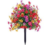 Qianderer Fiore artificiale con paletto da giardino staccabile, resistente ai raggi UV, realistico, paletti da giardino per esterni (multicolore, 60 cm)