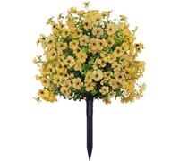 Qianderer Fiore artificiale con paletto da giardino staccabile, resistente ai raggi UV, realistico, paletti per giardini e giardini (giallo, 60 cm)
