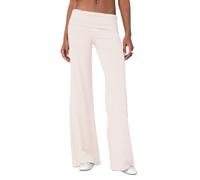 Qianderer Leggings svasati da donna pantaloni a campana a vita alta elasticizzati dimagranti tinta unita allenamento palestra yoga pantaloni, Sa Bianco, M