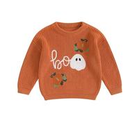Qianderer, maglione per bambini e bambine, Halloween, con ricamo di zucca, caldo, pullover, felpa, maglieria, autunno, inverno, 24 mesi