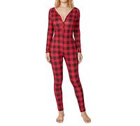 Qianderer - Pigiama da donna per San Valentino, tuta intera a maniche lunghe, con bottoni, aderente, per le festività, in stile rompers, per il sonno e per la notte, XL