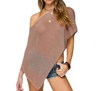 Qianderer - Poncho da donna, velato, coprispalle, bolero, scialle, lavorato a maglia, leggero, mantello, pullover, maglione, top estivo, coprente, Taglia unica