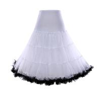 Qianderer Sottogonna da donna vintage anni '50, mezza sottoveste, tutù, sottogonna, colore a contrasto, crinolina, rockabilly, tutù, gonna, slip, bianco, L-XL