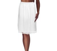Qianderer Sottogonna lunga da donna in raso, tinta unita, sottoveste lunga, sottoveste per sotto abiti, lingerie, gonne, Bc Bianco, L