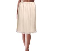 Qianderer Sottogonna lunga da donna in raso, tinta unita, sottoveste lunga, sottoveste per sotto abiti, lingerie, gonne, Bc Albicocca, M