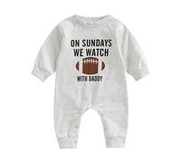 Qianderer Tuta da calcio per bambini e bambine, con orologio da calcio con scritta "Daddy", divertente tutina e felpa, Papà Grigio, 3-6 Months
