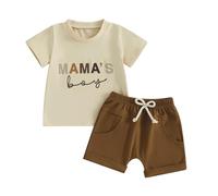 Qianderer Vestiti del bambino del bambino vestito estivo del bambino maglietta a maniche corte t-shirt top joggers pantaloncini casual 2 pezzi set di abbigliamento, Ba Khaki 2, 2-3 Years
