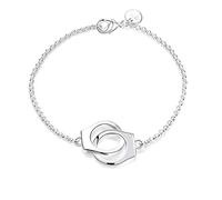 QIANDI Bracciale da donna in argento Sterling 925, con manette alla moda, senza pietra, One Size, Argento sterling, Senza pietra