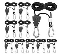 qianduoduo 10 ganci a cricchetto, Heavy Rope con gancio, corda regolabile, 2 m, per piante, ventilatori e lampade