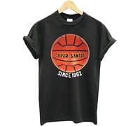QIANFANGHUI T-Shirt Super Santos - Shirt 100% Cotton Graphite Mens Tee Black L