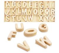 QianFenShi 130 Pezzi Lettere Maiuscole in Legno,Lettere in Legno A alla Z,Lettere Artigianali in Legno,Lettere di Scarabeo in Legno,Con Vassoio Portaoggetti,Per DIY,Artigianato,Decorazione,Feste
