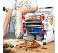 Qiang 550w/750w Macchina Automatica per Fare Pasta Tagliatelle Elettrica Macchina per Pasta Fresca Sfogliatrice in Acciaio Inox,per Casa E Ristorante con 2 Lame,Gradi Spessore Regolabili,FKM-200