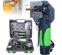 Qiang Espansore per Tubi Idraulici Elettrica Strumento per Svasatura Tubi Eccentrici a 45°,Cartellatrice Tubi Rame for Svasatura Cordless 1/4" - 3/4",Metrico E Pollici 2 in 1 con Luci a LED,5chucks