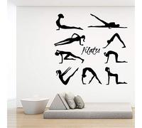 QIANGTOU Bellezza Pilates Wall Sticker Adesivi murali in Vinile per Lo Studio di Yoga Camera da Letto Soggiorno Decorazione della casa Adesivo murale 30x31cm