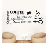 QIANGTOU caffè Chicco di caffè Adesivi da Parete per Cucina Citazione Cafe Soggiorno Decalcomanie da Muro di Arte del Vinile Decorazioni da Cucina smontabili aacces 42x111cm