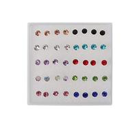 QIANGU Orecchini a Bottone, 20 Paia Orecchini a Bottone in plastica con Strass Finti Colorati Orecchini ipoallergenici-Colorati-4mm