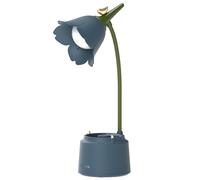 QIANGUANG Lámpara de escritorio LED Kawaii accesorios de escritorio, lámpara de mesa de pájaro de flores recargable por USB, atenuación continua, lámpara de lectura para el cuidado de los ojos