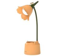 QIANGUANG Lámpara de escritorio LED Kawaii accesorios de escritorio, lámpara de mesa de pájaro de flores recargable por USB, atenuación continua, lámpara de lectura para el cuidado de los ojos