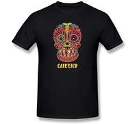 QIANHANTANG Calexico Happy Skull Unisex 100% Cotton Short-Sleeve T-Shirts Black M