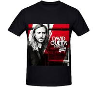 QIANHANTANG David Guetta Listen Again Pop Unisex 100% Cotton Short-Sleeve T-Shirts Black S