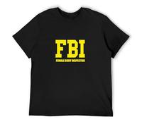 QIANHANTANG FBI Female Body Inspector Stag Party Unisex 100% Cotton Short-Sleeve T-Shirts Black M